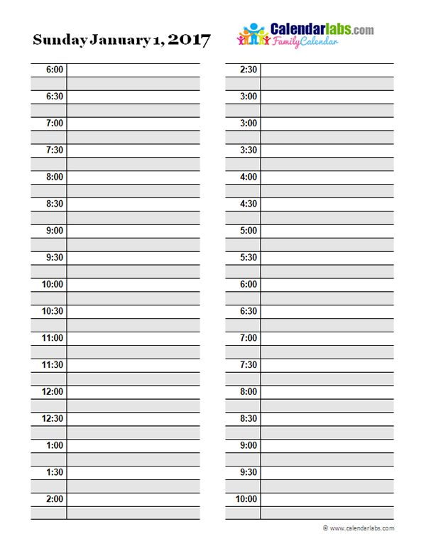 2017 Daily Planner Template