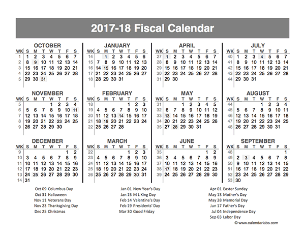 2017 Fiscal Year Quarters Template