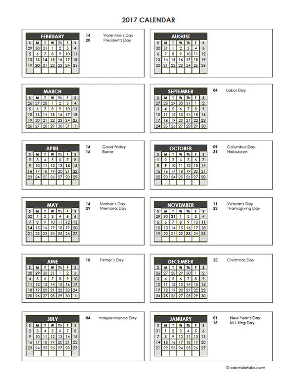 2017 Accounting Close Calendar 4-4-5