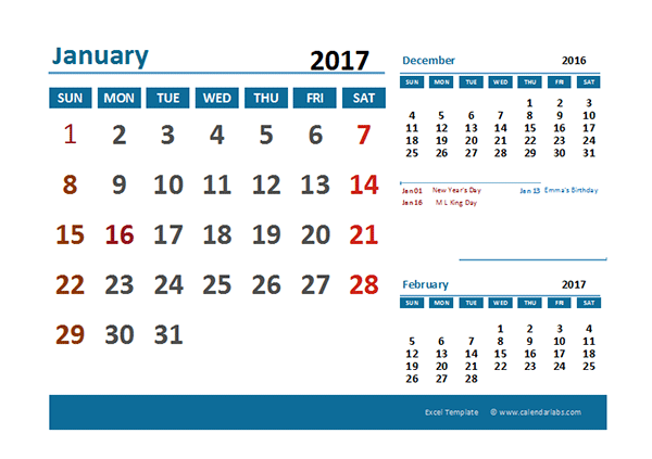 17 Excel Calendar With Holidays Free Printable Templates