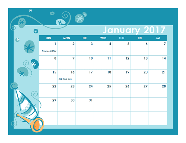 2017 Calendar Template in Colorful Design