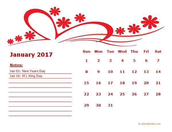 2017 Monthly Calendar Template Kindergarten