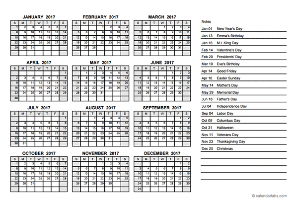 2017 yearly calendar pdf free printable templates