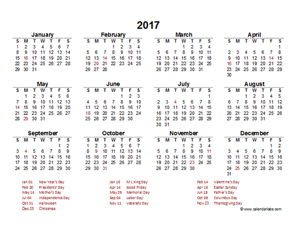 Microsoft Excel 2017 Calendar Template from www.calendarlabs.com