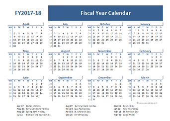 2017 Fiscal Year Calendar Template UK