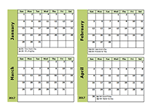 2017 four month calendar template