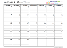 2017 Monthly Menu Planner