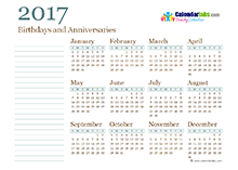 2017 Yearly Family Calendar