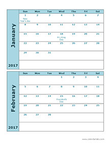 2017 monthly calendar portrait 11