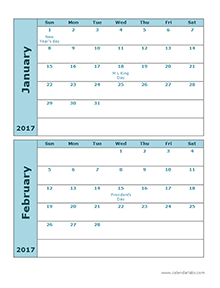 calendar template 2017 monthly