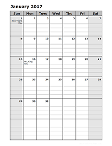 2017 Calendar Template Daily Planner