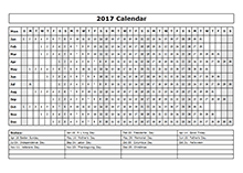 2017 Calendar Template Year at a glance