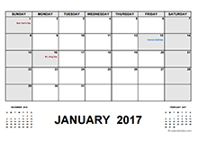 2017 Calendar With Holidays PDF