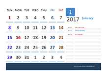 2017 Excel Calendar Vacation Tracking