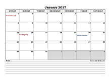 weekly calendar with notes