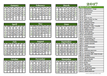 Hindu Festival Chart