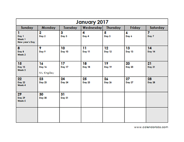 2017 Julian Calendar