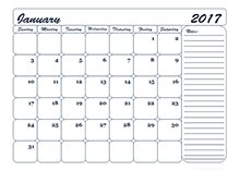 2017 blank calendar template monthly