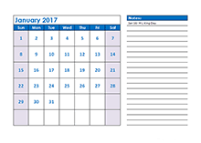 2017 Monthly Calendar Template 04