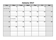 Free Editable 2017 Calendar Template