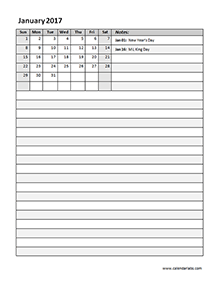 2017 Monthly Calendar Template 10