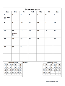 2017 Monthly Calendar Template 14