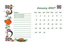 2017 Monthly Calendar Template Design