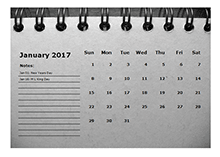 2017 monthly calendar template room for notes