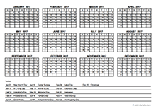 2017 PDF Yearly Calendar With Holidays