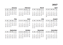 Blank Yearly Calendar Template 2017
