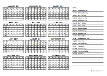 2017 Yearly Calendar PDF