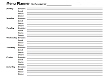 2017 Weekly Menu Planner