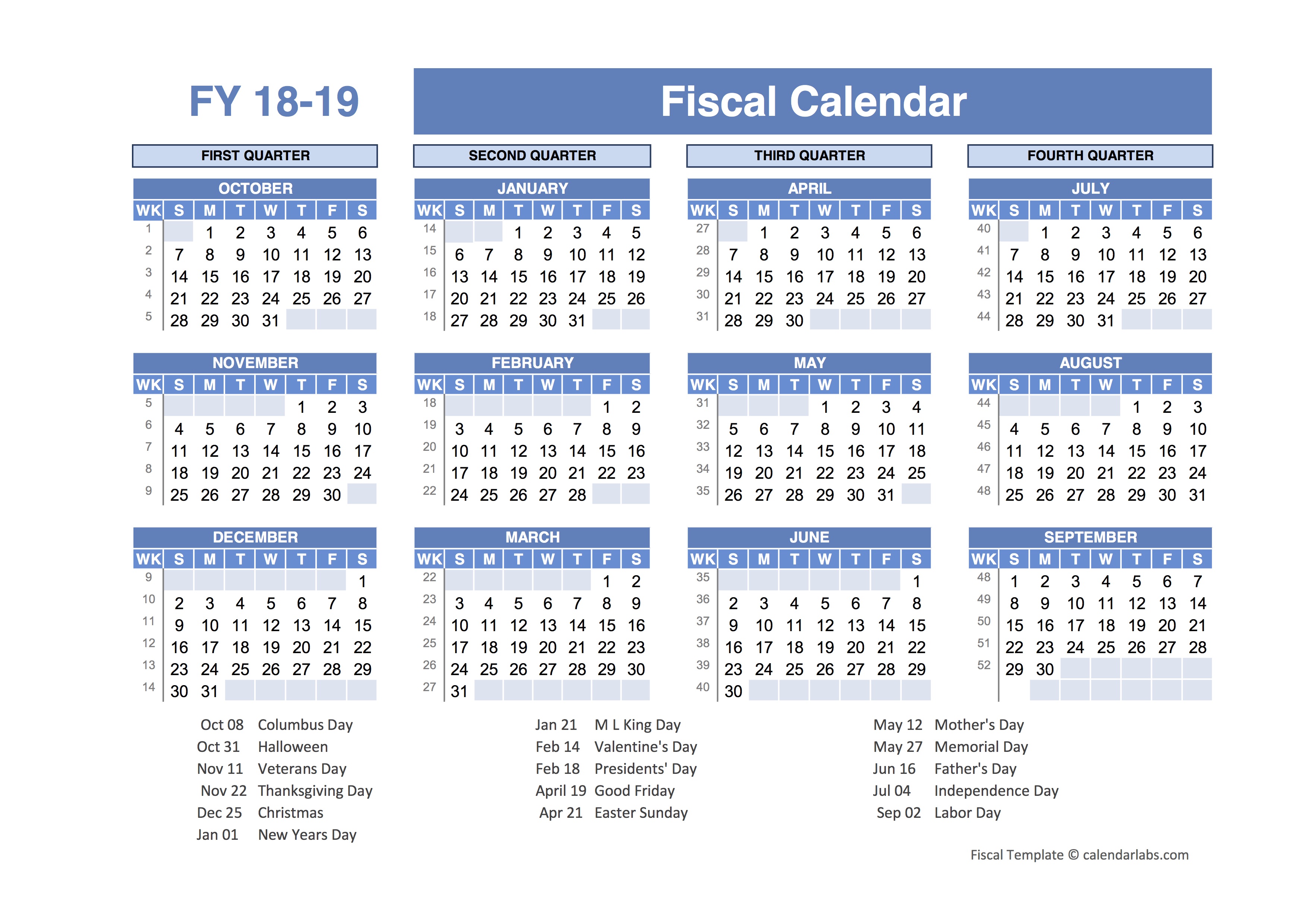 Fiscal Year Calendar 2025-25 