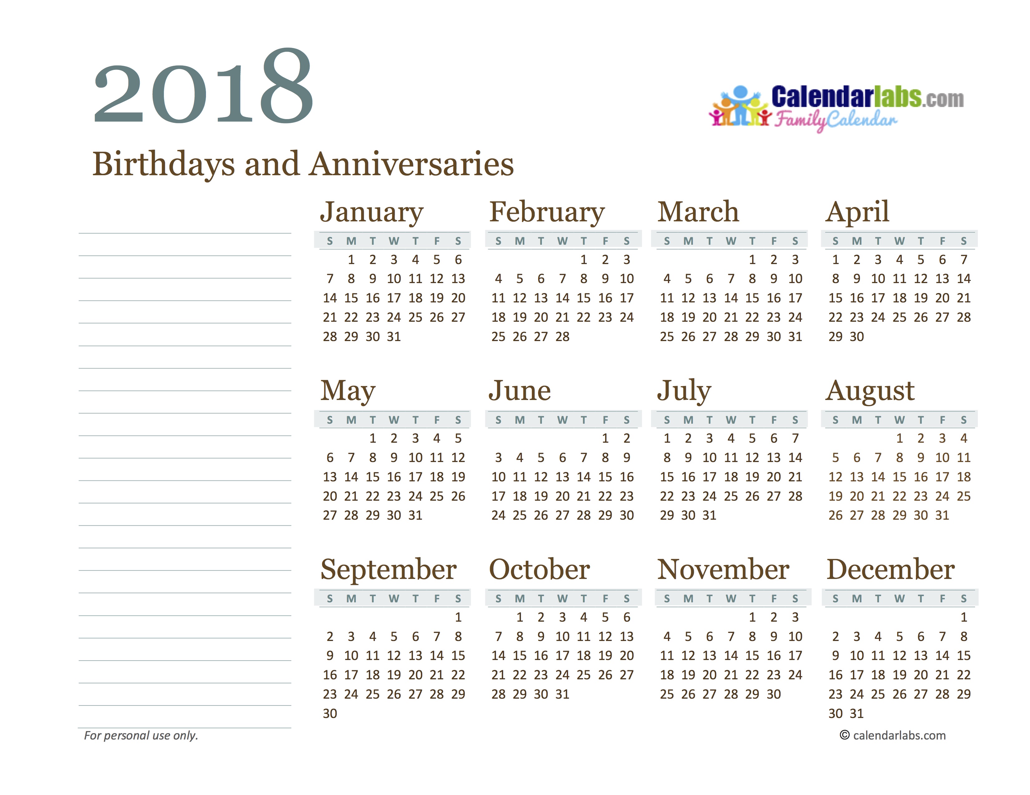 Family Calendar Template 2018 : Yearly family calendar free printable templates Family Calendar Template 2018 : Yearly family calendar free printable templates
