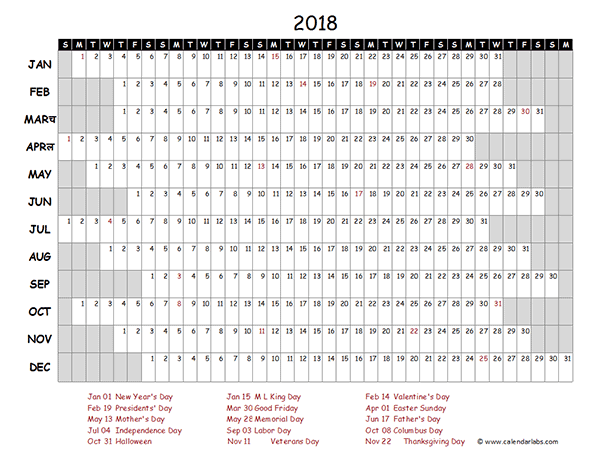 Editable 18 Yearly Excel Scheduling Calendar Free Printable Templates