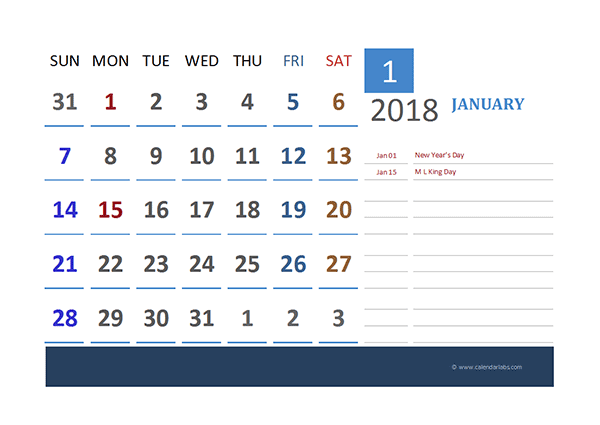 Blank Vacation Calendar Template