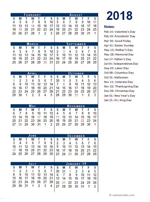 2018 Pay Period Chart