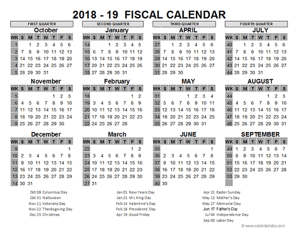Fiscal Year Calendar Template