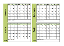 2018 calendar template 4 months per page