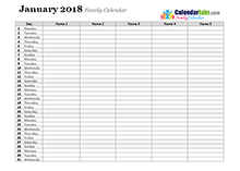 2018 monthly family calendar
