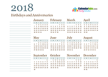 2018 yearly family schedule calendar