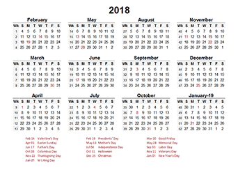4-4-5 Accounting Period Calendar 2018
