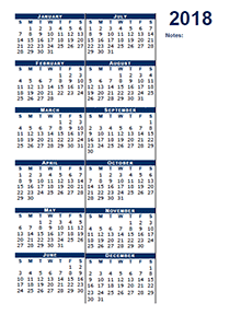 2018 blank calendar half page