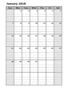 2018 Daily Planner Calendar Template