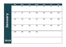 2018 monthly calendar template