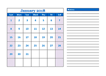 2018 blank printable calendar