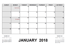 2018 calendar with holidays pdf
