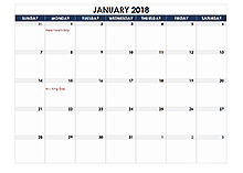 2018 calendar Canada spreadsheet template