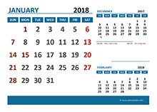 2018 calendar with holidays
