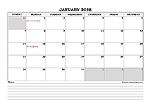 2018 Australia calendar with notes